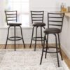 Mainstays Adjustable Height Swivel Bar Stools, Hammered Bronze Finish, Set of 3, Brown