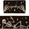 Spooky Skeleton Spider Bone Black Halloween Kitchen Mats Set of 2