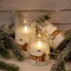Snowman Glass Flameless Candles Battery Operated with Remote - Image 2
