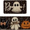 Bats Black Cats Boo Pumpkin Halloween Kitchen Mats Set of 2