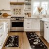 Spooky Skeleton Spider Bone Black Halloween Kitchen Mats Set of 2 - Image 3
