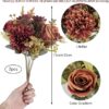 2 Bundles Artificial Fall Flowers 2 Colors Fake Roses Silk Bouquets with Hydrangea Autumn Faux Flowers Arrangements - Image 2