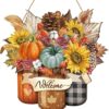 Pumpkin Maple Leaves Door Hanger