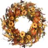 18” Artificial Floral Wreath with Colorful Daisies