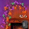 6 Ft 54 LED Halloween Willow Vine Twig Decor Garland with Bats
