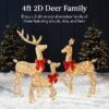 4ft 3-Piece 2D Lighted Christmas Deer Family Set - Image 2